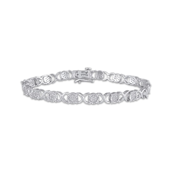 Multi-Diamond "XO" Bracelet 1/2 ct tw Sterling Silver 7"