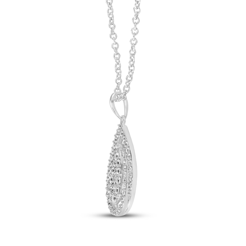Main Image 2 of Multi-Diamond Teardrop Halo Necklace 1/2 ct tw 10K White Gold 18"