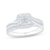 Thumbnail Image 1 of Now + Forever Princess-Cut Quad Diamond Double Halo Engagement Ring 1/2 ct tw 10K White Gold