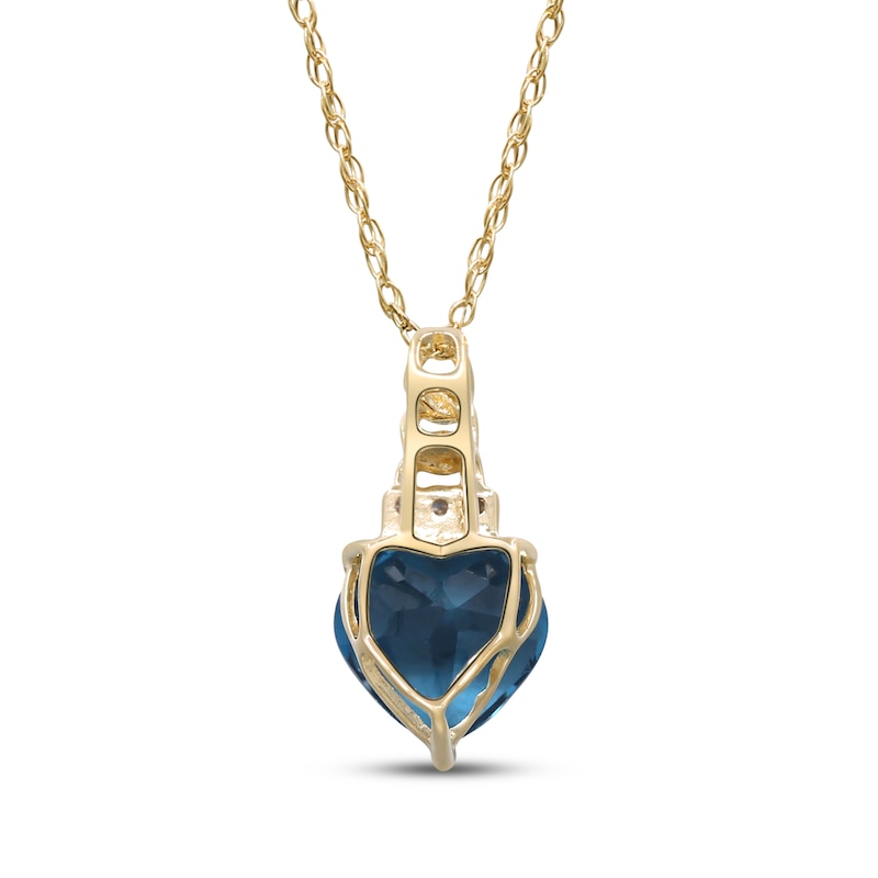 Main Image 3 of Heart-Shaped London Blue Topaz & Diamond Accent Necklace 10K Yellow Gold 18&quot;