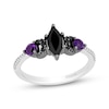 Thumbnail Image 1 of Disney Treasures Hocus Pocus Marquise-Cut Black Onyx, Diamond & Amethyst Moon Ring 1/10 ct tw Sterling Silver