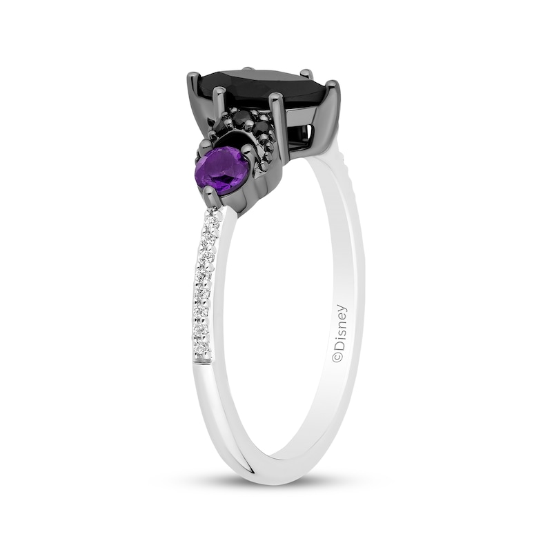 Main Image 2 of Disney Treasures Hocus Pocus Marquise-Cut Black Onyx, Diamond & Amethyst Moon Ring 1/10 ct tw Sterling Silver