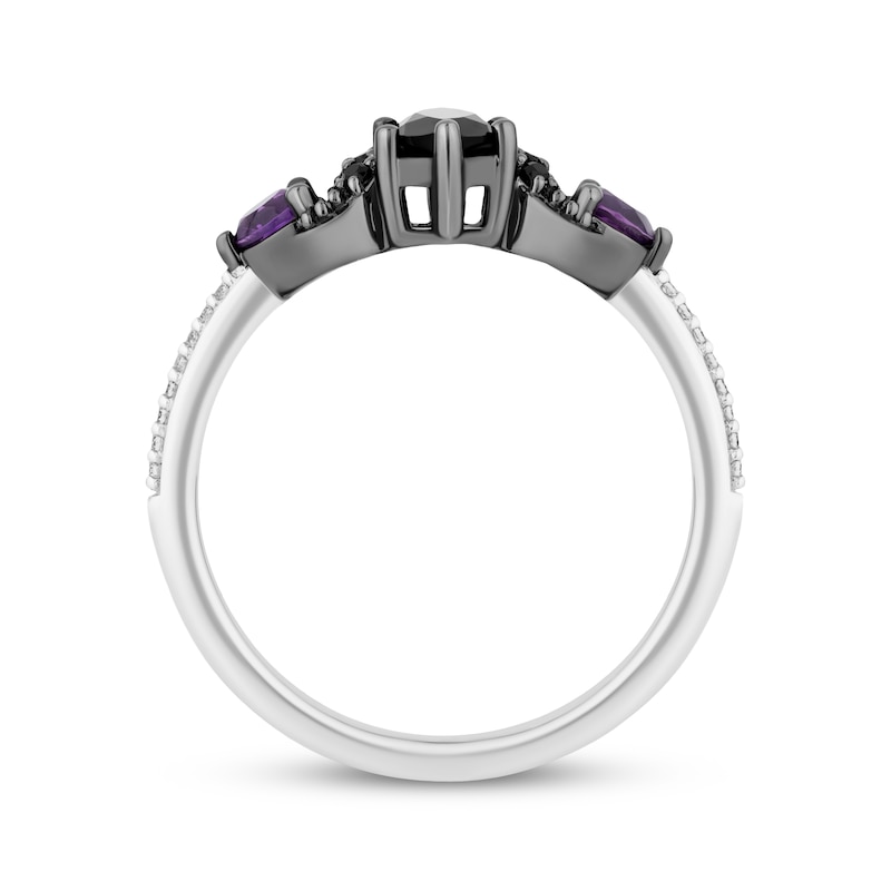 Main Image 3 of Disney Treasures Hocus Pocus Marquise-Cut Black Onyx, Diamond & Amethyst Moon Ring 1/10 ct tw Sterling Silver