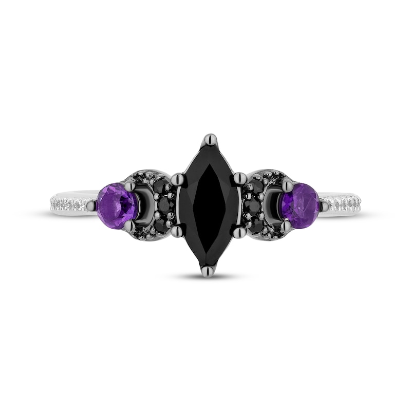 Main Image 4 of Disney Treasures Hocus Pocus Marquise-Cut Black Onyx, Diamond & Amethyst Moon Ring 1/10 ct tw Sterling Silver