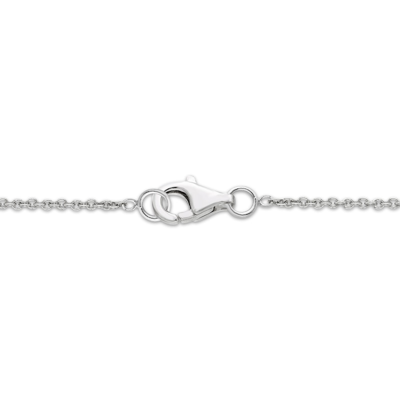 Main Image 2 of Pear-Shaped & Round-Cut Lab-Created Emerald Drop Necklace Sterling Silver 18&quot;