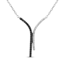 Black & White Diamond Y Necklace 1/5 ct tw Sterling Silver 18"