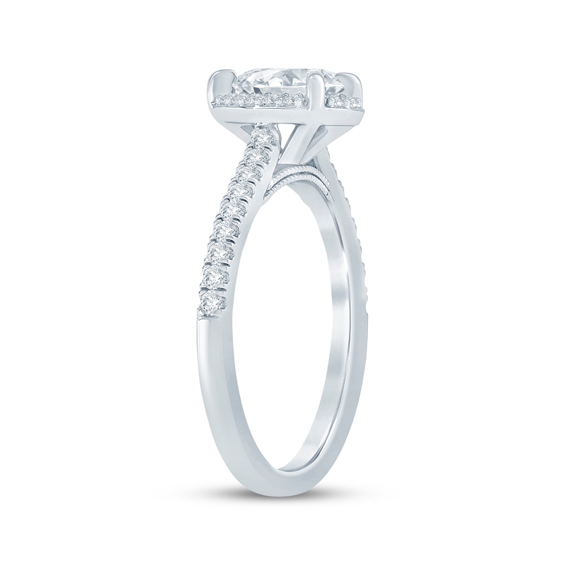 Main Image 2 of Now + Forever Pear-Shaped Lab-Grown Diamond Halo Engagement Ring 3/4 ct tw 14K White Gold
