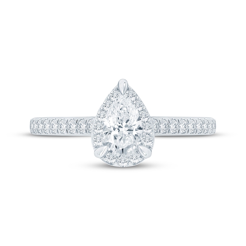 Main Image 3 of Now + Forever Pear-Shaped Lab-Grown Diamond Halo Engagement Ring 3/4 ct tw 14K White Gold