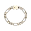 Thumbnail Image 1 of Men's 9.3mm Pavé-Set Diamond Figaro Chain Bracelet 3/4 ct tw Hollow 10K Yellow Gold 8.25"