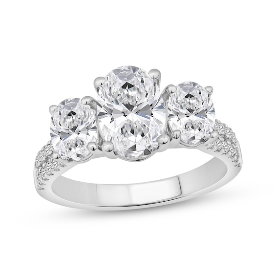 Memories Moments Magic Oval-Cut Lab-Grown Diamond Three-Stone Engagement Ring 2-5/8 ct tw 14K White Gold