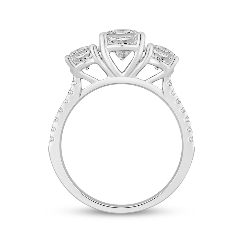 Main Image 3 of Memories Moments Magic Oval-Cut Lab-Grown Diamond Three-Stone Engagement Ring 2-5/8 ct tw 14K White Gold