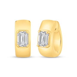 STUDIO BY KAY Lab-Grown Diamonds Emerald-Cut Solitaire Hoop Earrings 1 ct tw 24K Yellow Gold Vermeil Sterling Silver (F/SI2)