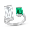 Thumbnail Image 1 of STUDIO BY KAY Baguette-Cut White Lab-Created Sapphire & Octagon-Cut Green Lab-Created Emerald Deconstructed Ring Sterling Silver
