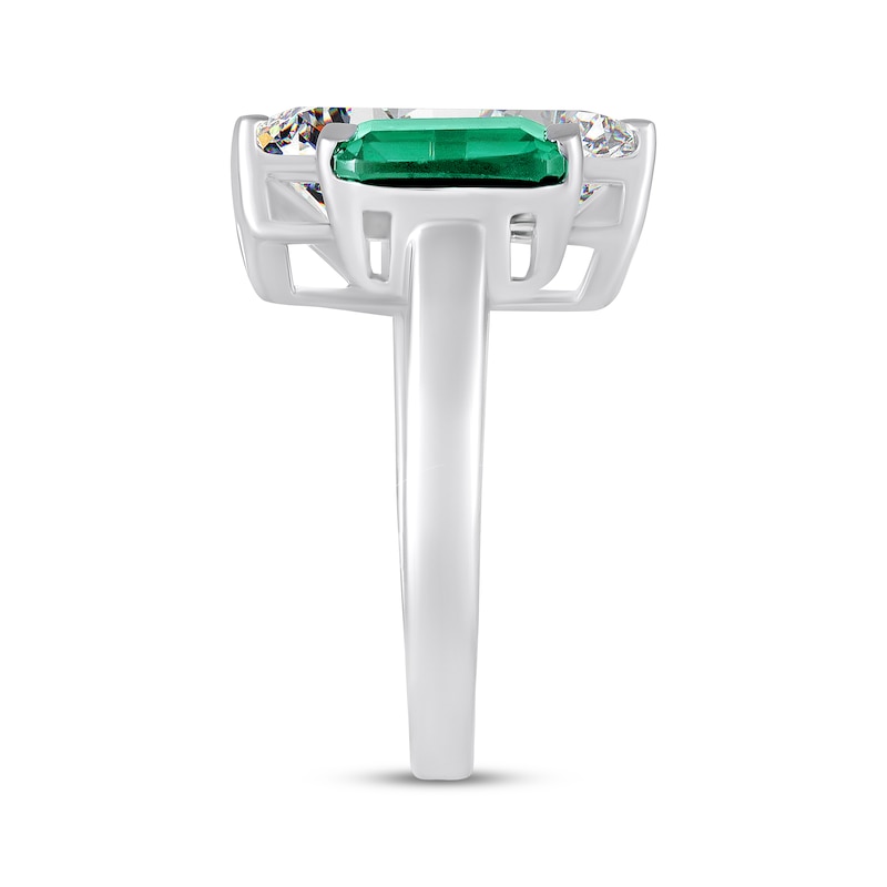 Main Image 2 of STUDIO BY KAY Baguette-Cut White Lab-Created Sapphire & Octagon-Cut Green Lab-Created Emerald Deconstructed Ring Sterling Silver
