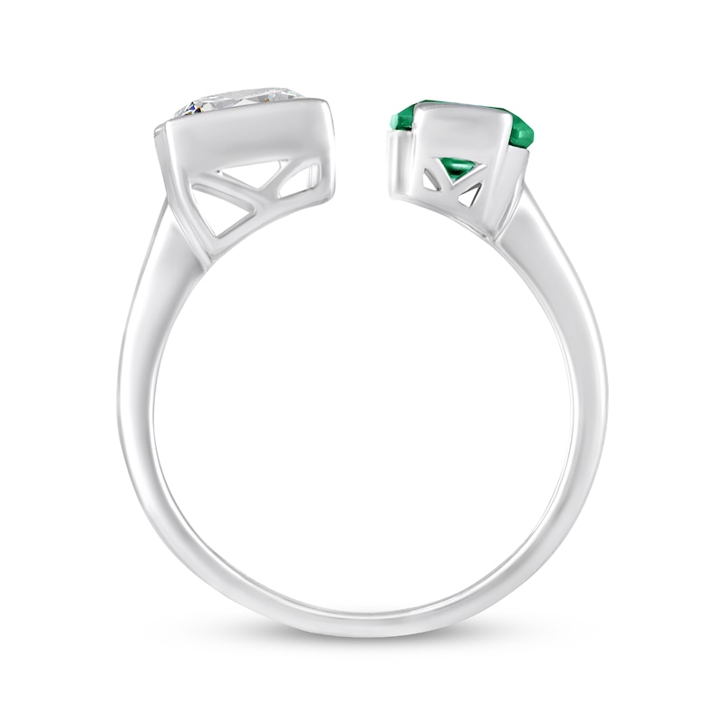 Main Image 3 of STUDIO BY KAY Baguette-Cut White Lab-Created Sapphire & Octagon-Cut Green Lab-Created Emerald Deconstructed Ring Sterling Silver