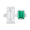 Thumbnail Image 4 of STUDIO BY KAY Baguette-Cut White Lab-Created Sapphire & Octagon-Cut Green Lab-Created Emerald Deconstructed Ring Sterling Silver