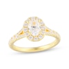 Thumbnail Image 1 of Oval-Cut Diamond Halo Engagement Ring 1-1/3 ct tw 18K Yellow Gold