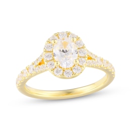 Oval-Cut Diamond Halo Engagement Ring 1-1/3 ct tw 18K Yellow Gold