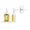 Thumbnail Image 3 of Emerald-Cut Citrine & White Lab-Created Sapphire Dangle Earrings Sterling Silver