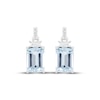 Thumbnail Image 2 of Emerald-Cut Aquamarine & White Lab-Created Sapphire Dangle Earrings Sterling Silver