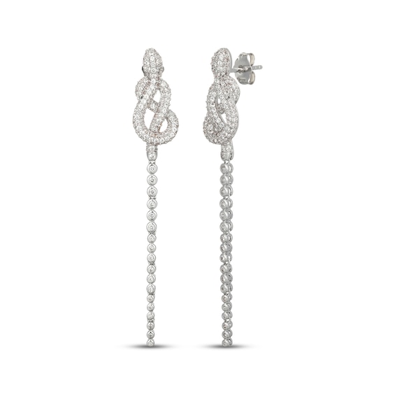 STUDIO BY KAY White Lab-Created Sapphire Snake Drop Earrings Sterling Silver
