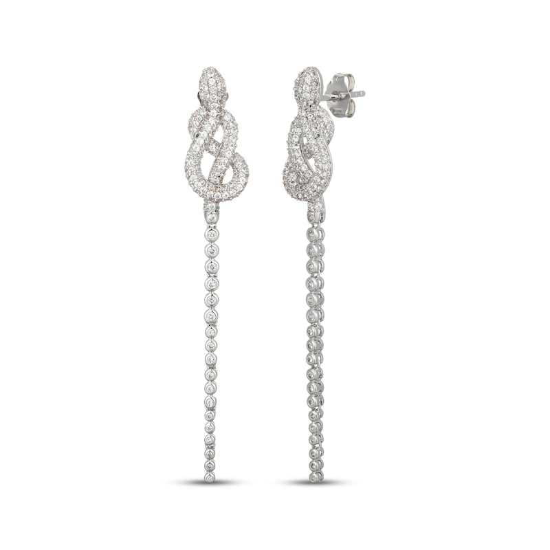 Main Image 1 of STUDIO BY KAY White Lab-Created Sapphire Snake Drop Earrings Sterling Silver