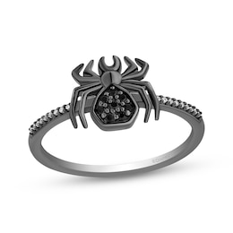 Disney Treasures The Nightmare Before Christmas Black & White Diamond Spider Ring 1/10 ct tw Black Rhodium-Plated Sterling Silver