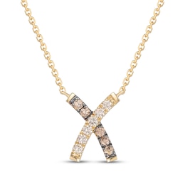 Le Vian Kiss Collection Diamond "X" Necklace 1/5 ct tw 14K Honey Gold 19"