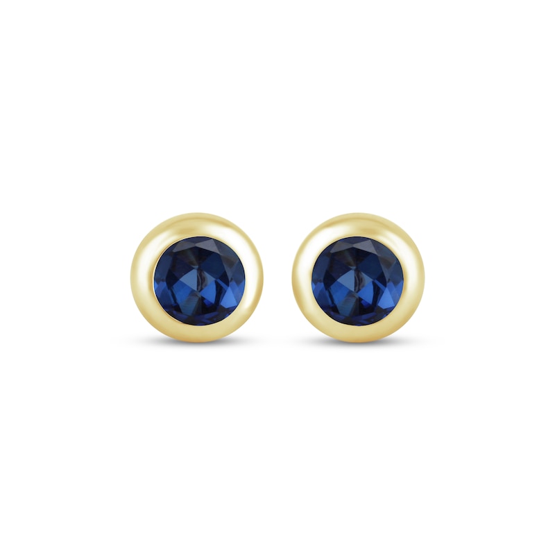 Main Image 2 of STUDIO BY KAY Blue Lab-Created Sapphire Bezel-Set Solitaire Stud Earrings 24K Yellow Gold Vermeil Sterling Silver