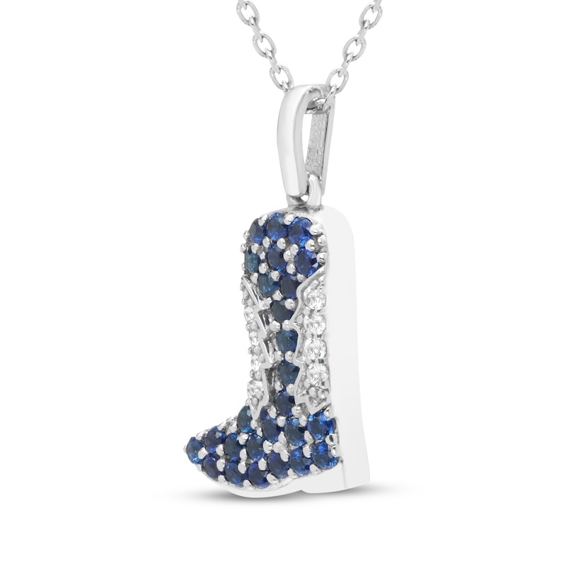 Main Image 2 of Blue & White Lab-Created Sapphire Boot Necklace Sterling Silver 18"
