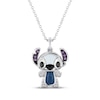 Thumbnail Image 1 of Disney Treasures Lilo & Stitch Amethyst, Blue Quartz, Mother-of-Pearl & Diamond Necklace 1/20 ct tw Sterling Silver 19"
