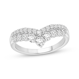 Now + Forever Lab-Grown Diamonds Two-Row Chevron Anniversary Ring 3/4 ct tw 14K White Gold