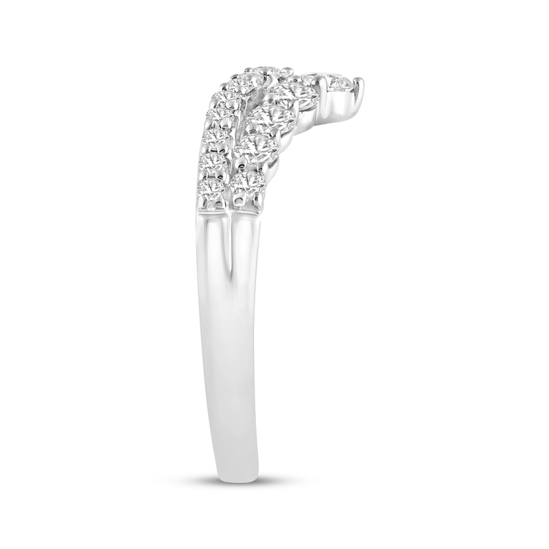 Main Image 2 of Now + Forever Lab-Grown Diamonds Two-Row Chevron Anniversary Ring 3/4 ct tw 14K White Gold