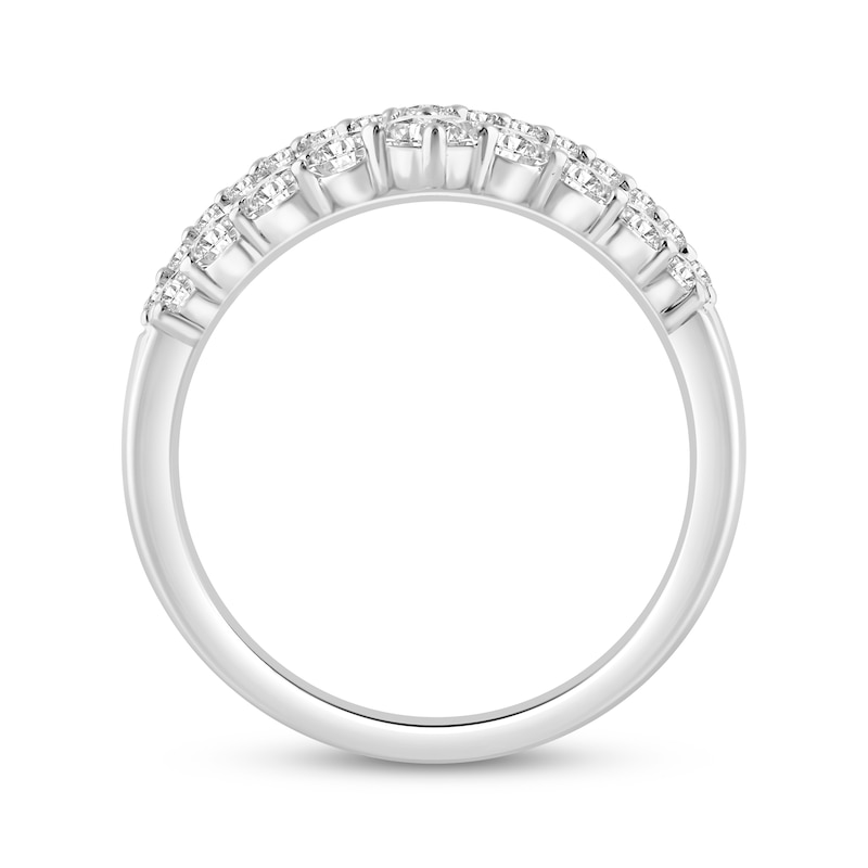 Main Image 3 of Now + Forever Lab-Grown Diamonds Two-Row Chevron Anniversary Ring 3/4 ct tw 14K White Gold