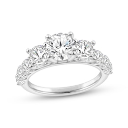Memories Moments Magic Lab-Grown Diamonds Round-Cut Three-Stone Engagement Ring 3-3/4 ct tw 14K White Gold