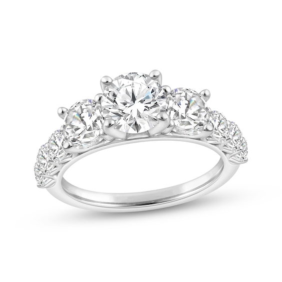 Memories Moments Magic Lab-Grown Diamonds Round-Cut Three-Stone Engagement Ring 3-3/4 ct tw 14K White Gold