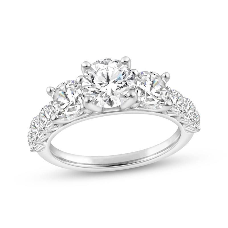 Main Image 1 of Memories Moments Magic Lab-Grown Diamonds Round-Cut Three-Stone Engagement Ring 3-3/4 ct tw 14K White Gold