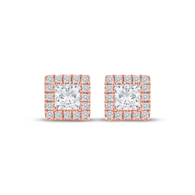 Main Image 2 of KAY Lab-Grown Diamonds Princess-Cut Stud Earrings 1 ct tw 14K Rose Gold (F/SI2)