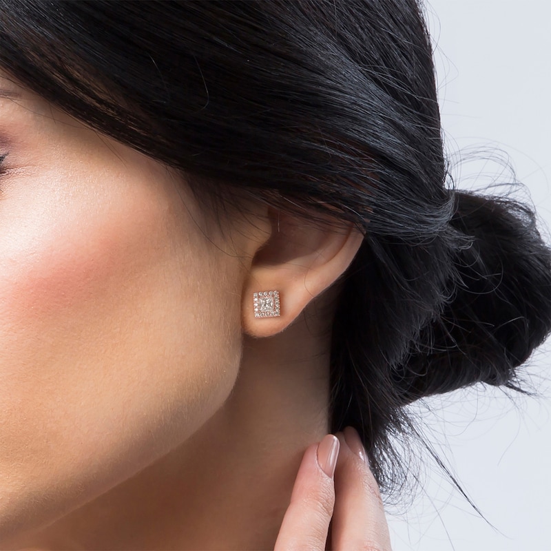 Main Image 4 of KAY Lab-Grown Diamonds Princess-Cut Stud Earrings 1 ct tw 14K Rose Gold (F/SI2)
