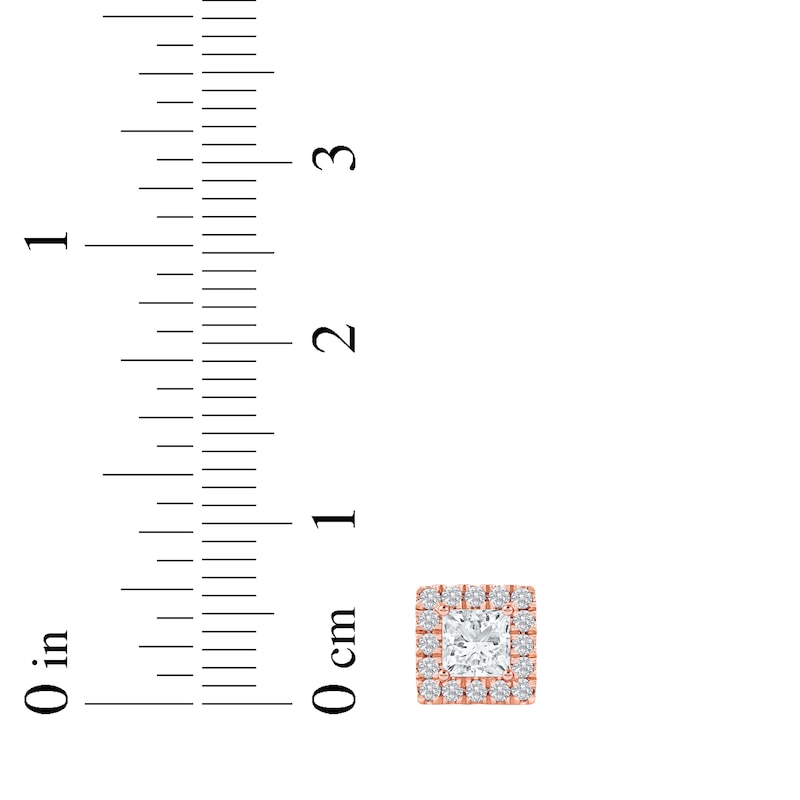 Main Image 5 of KAY Lab-Grown Diamonds Princess-Cut Stud Earrings 1 ct tw 14K Rose Gold (F/SI2)