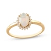 Thumbnail Image 1 of Oval-Cut Opal & Diamond Sunburst Halo Ring 1/15 ct tw 10K Yellow Gold
