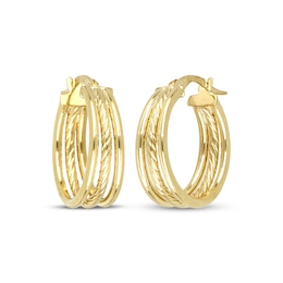 Reaura Three-Row Split Hoop Earrings Repurposed 14K Yellow Gold 30mm