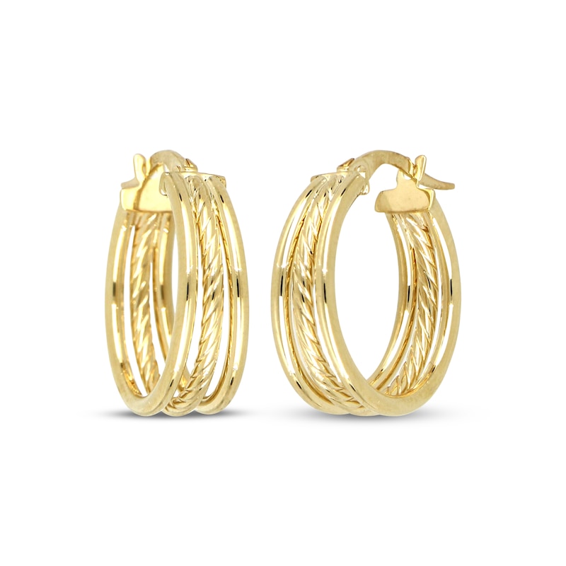 Main Image 1 of Reaura Three-Row Split Hoop Earrings Repurposed 14K Yellow Gold 30mm
