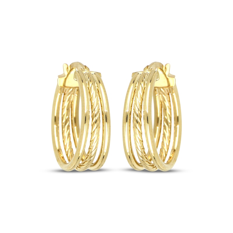 Main Image 2 of Reaura Three-Row Split Hoop Earrings Repurposed 14K Yellow Gold 30mm