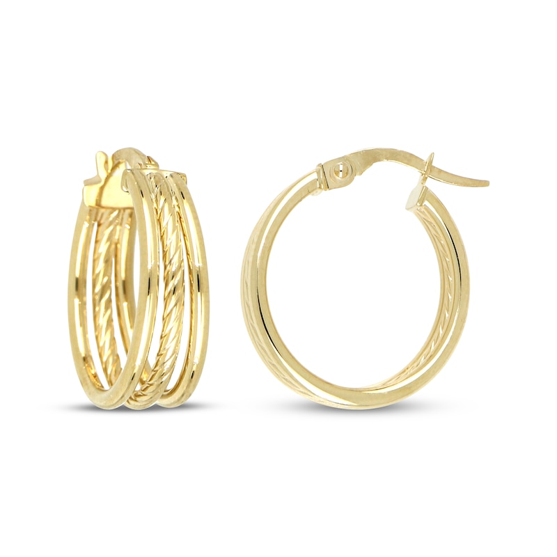 Main Image 3 of Reaura Three-Row Split Hoop Earrings Repurposed 14K Yellow Gold 30mm
