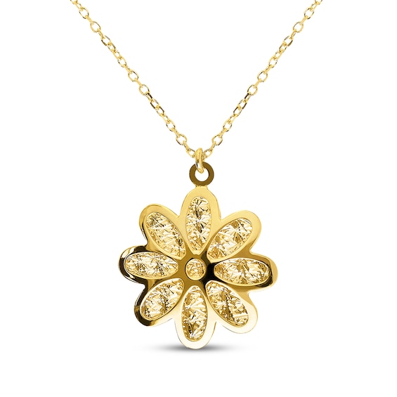 Reaura Flower Necklace 14K Yellow Gold 18"