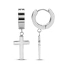 Thumbnail Image 3 of Men's Cross Dangle Huggie Hoop Earrings Stainless Steel