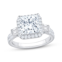 Now + Forever Lab-Grown Diamonds Princess-Cut Halo Engagement Ring 3-7/8 ct tw 14K White Gold