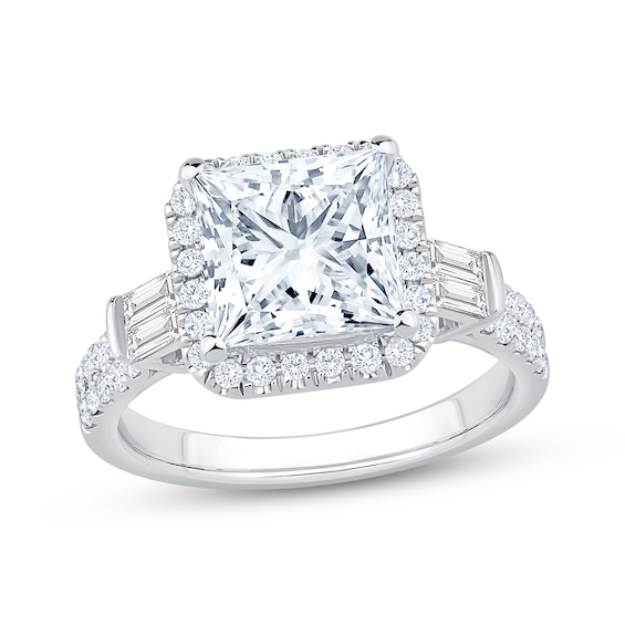 Now + Forever Lab-Grown Diamonds Princess-Cut Halo Engagement Ring 3-7/8 ct tw 14K White Gold
