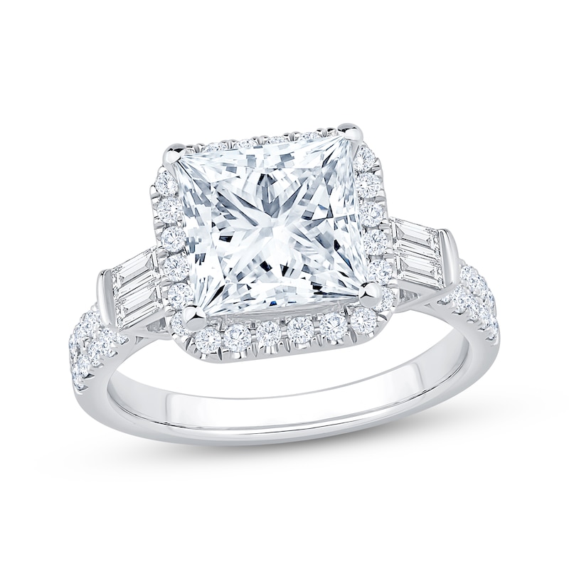 Main Image 1 of Now + Forever Lab-Grown Diamonds Princess-Cut Halo Engagement Ring 3-7/8 ct tw 14K White Gold
